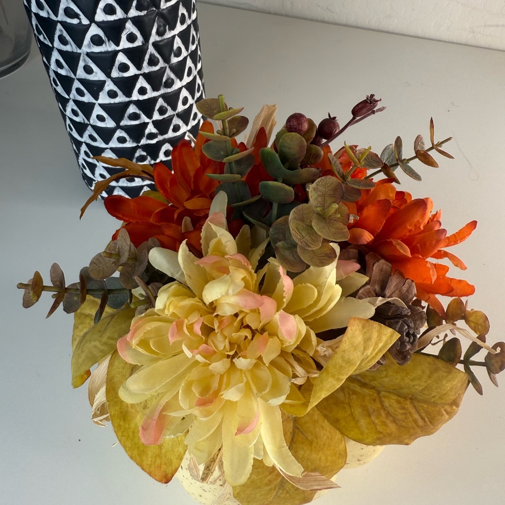 Floral Arrangement with Yellow and Orange Accents